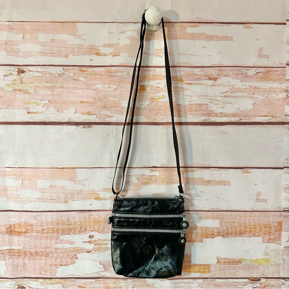 KIPLING Black Triple Zip Crossbody Bag